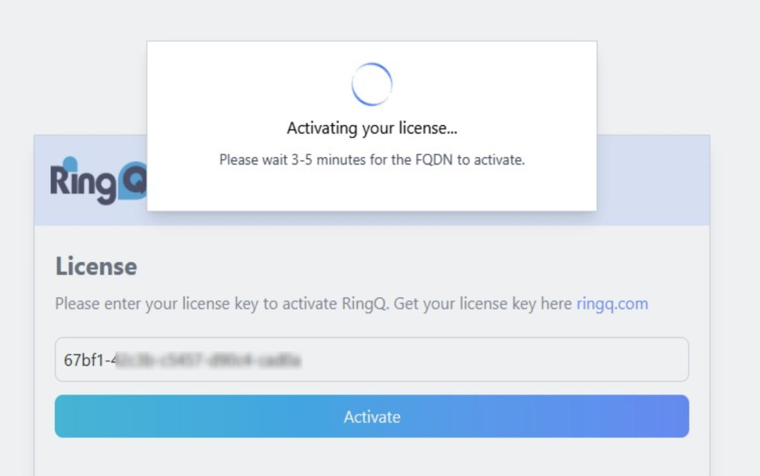 Activate your RingQ license.